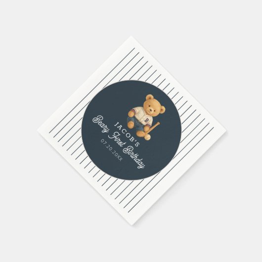 Honkbal Preppy Beer 1e verjaardag Servet (Hoek)