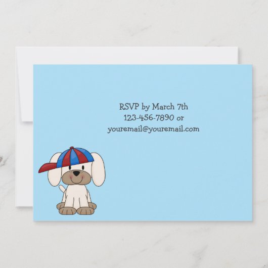 Honkbal Puppy 1e verjaardag Uitnodiging voor jonge (Achterkant)