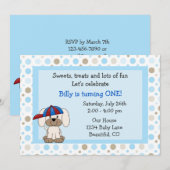 Honkbal Puppy 1e verjaardag Uitnodiging voor jonge (Voorkant / Achterkant)