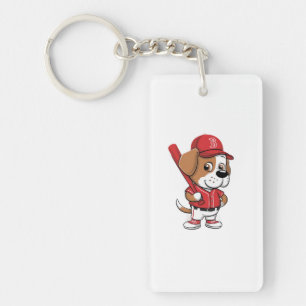 Honkbal Puppy Cartoon Sleutelhanger