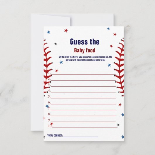 Honkbal Raad de Babyvoeding Baby Shower Spelkaart Kaart (Voorkant)