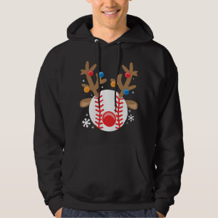 Honkbal Rendier Grappige Kerstmis Hoodie