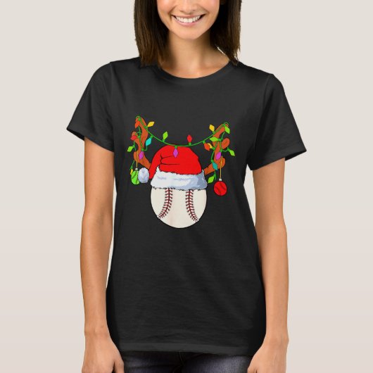 Honkbal rendier Kerstman hoed Kerstmis T-shirt (Voorkant)