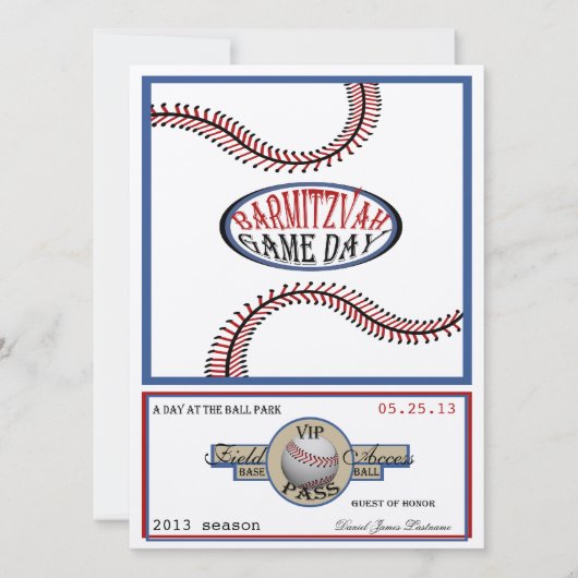 Honkbal  Retro 5.5 x 7.5 Bar Mitswa Kaart (Voorkant)