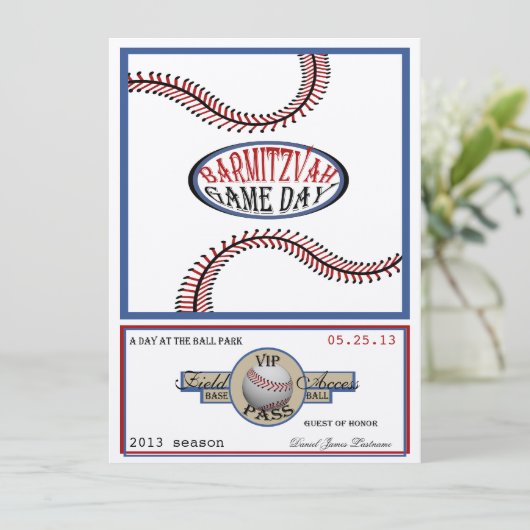 Honkbal  Retro 5.5 x 7.5 Bar Mitswa Kaart (Staand voorkant)