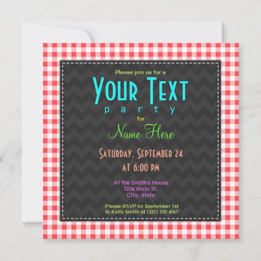 Honkbal; Rode en Witte Gingham Kaart (Achterkant)