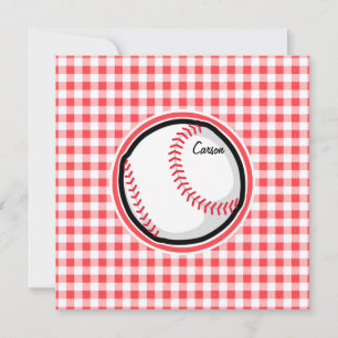 Honkbal; Rode en Witte Gingham Kaart
