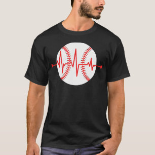 Honkbal Rode Hartslag Frequentie Sport Speler Wit T-shirt