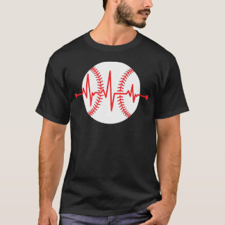 Honkbal Rode Hartslag Frequentie Sport Speler Wit T-shirt