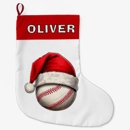 Honkbal Rode Kerstman Hoed Naam Grote Kerstsok