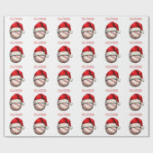 Honkbal Rode Kerstman Hoed Naam Kerstmis Cadeaupapier (Vlak)