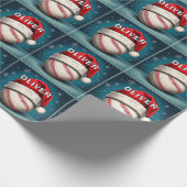 Honkbal Rode Kerstman Hoed Naam Kerstmis Cadeaupapier (Hoek)