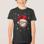 Honkbal Rode Kerstman Hoed Naam Tri-Blend Shirt (Voorkant)