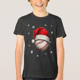 Honkbal Rode Kerstman Hoed Naam Tri-Blend Shirt