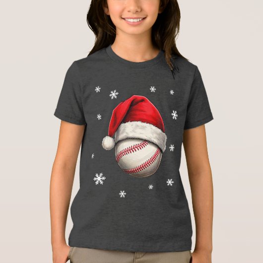 Honkbal Rode Kerstman Hoed Naam Tri-Blend Shirt (Voorkant)