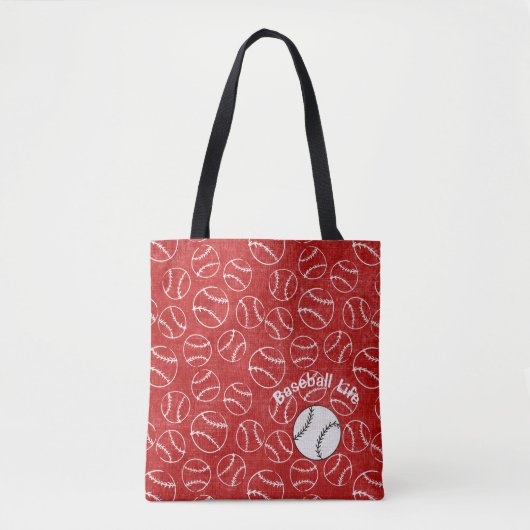 Honkbal Rode Overall Printtas Tote Bag (Voorkant)