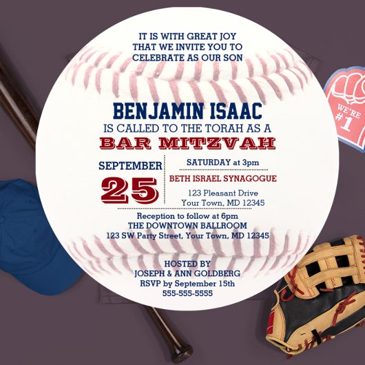 Honkbal Ronde Bar Mitzvah Uitnodiging