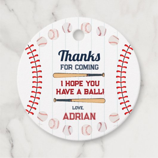 Honkbal Ronde dank u Verjaardag Bedankjes Labels (Voorkant)