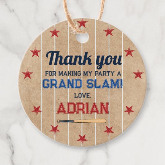 Honkbal Ronde dank u Verjaardag Bedankjes Labels (Voorkant)