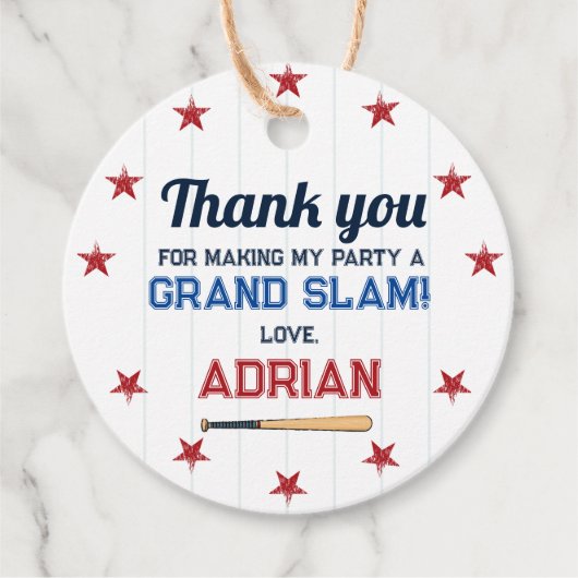 Honkbal Ronde dank u Verjaardag Bedankjes Labels (Voorkant)