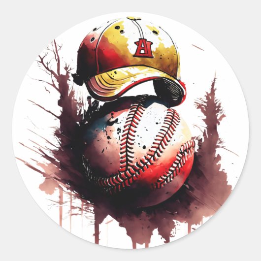 Honkbal Ronde Sticker (Voorkant)