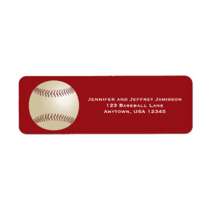 Honkbal, rood, gepersonaliseerd retouradres etiket