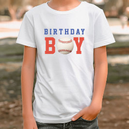 Honkbal Rood Wit & Blauw Jongen Verjaardagsfeestje T-shirt