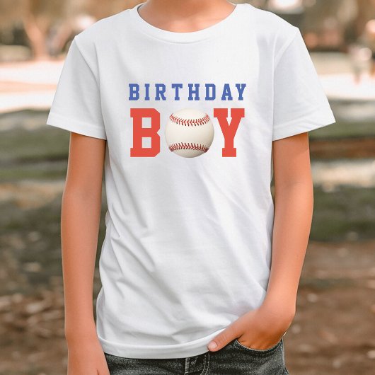 Honkbal Rood Wit & Blauw Jongen Verjaardagsfeestje T-shirt