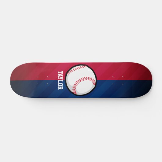 Honkbal; rood, wit en blauw persoonlijk skateboard (Horizontaal)