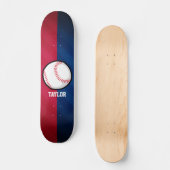 Honkbal; rood, wit en blauw persoonlijk skateboard (Voorkant)