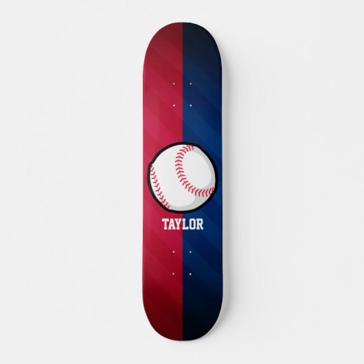 Honkbal; rood, wit en blauw persoonlijk skateboard (Voorkant)