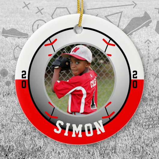 Honkbal Rood Wit Teamkleuren Keramisch Ornament