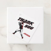 Honkbal rood zwart verjaardagsfeestje dank u bedankjes labels (In situ)