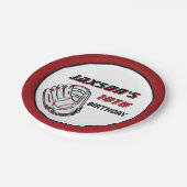 Honkbal rood zwart verjaardagsfeestje elke leeftij papieren bordje (Gekanteld)