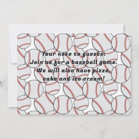 Honkbal rood zwart verjaardagsfeestje kaart (Achterkant)