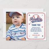 Honkbal Rookie 1e Verjaardag Party Foto Bedankkaart (Voorkant)