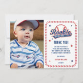 Honkbal Rookie 1e Verjaardag Party Foto Bedankkaart (Voorkant)