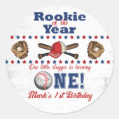 Honkbal Rookie 1e Verjaardag Sticker (Voorkant)