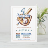 Honkbal Rookie Ball Bat Blue Fun Boy 1e verjaardag Kaart (Staand voorkant)