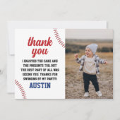 Honkbal Rookie Jaar Jongen 1e Verjaardag Foto Bedankkaart (Voorkant)