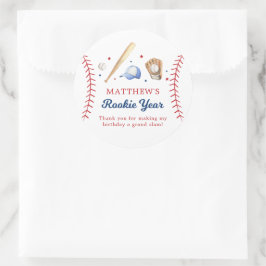 Honkbal Rookie Jaar Verjaardag Dank u Ronde Sticker