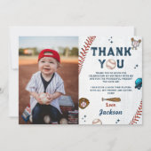 Honkbal Rookie Jongens Verjaardagsfoto Dank u kaar Kaart (Voorkant)
