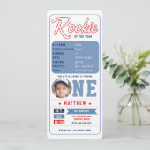 Honkbal Rookie Stats Pic Ticket Boy 1e verjaardag Kaart (Staand voorkant)