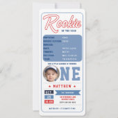 Honkbal Rookie Stats Pic Ticket Boy 1e verjaardag Kaart (Voorkant)
