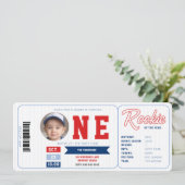 Honkbal Rookie Stats Red Ticket Boy 1e verjaardag Kaart (Staand voorkant)