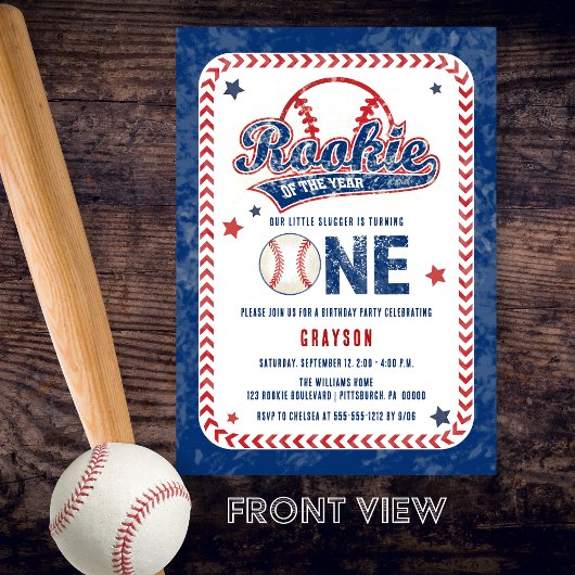 Honkbal Rookie Terug Foto 1e Verjaardagsfeest Kaart