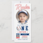 Honkbal Rookie Ticket Fun Photo Boy 1e verjaardag Kaart (Voorkant)