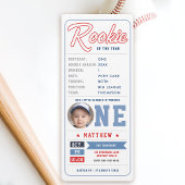 Honkbal Rookie Ticket Stats Blue Boy 1st Birthday Kaart