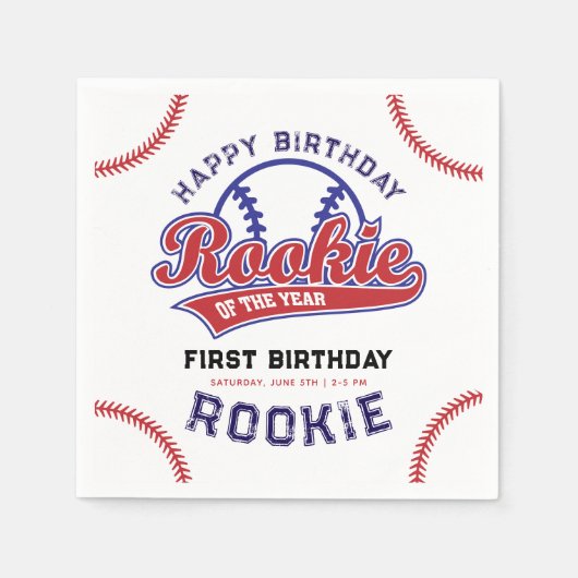 Honkbal Rookie van het Jaar 1e verjaardag Servet (Voorkant)