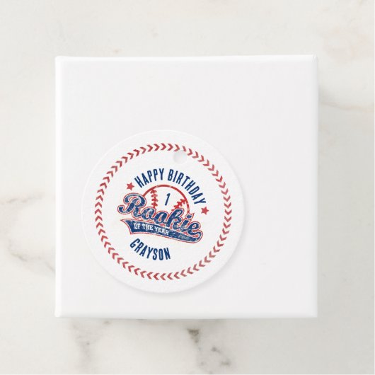 Honkbal Rookie van het Jaar 1e Verjaardagsfeest Bedankjes Labels (In situ)